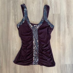 Worthington Dark purple sequin top size medium
